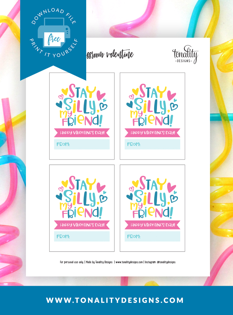 Printable Silly Straw Valentines - Tonality Designs