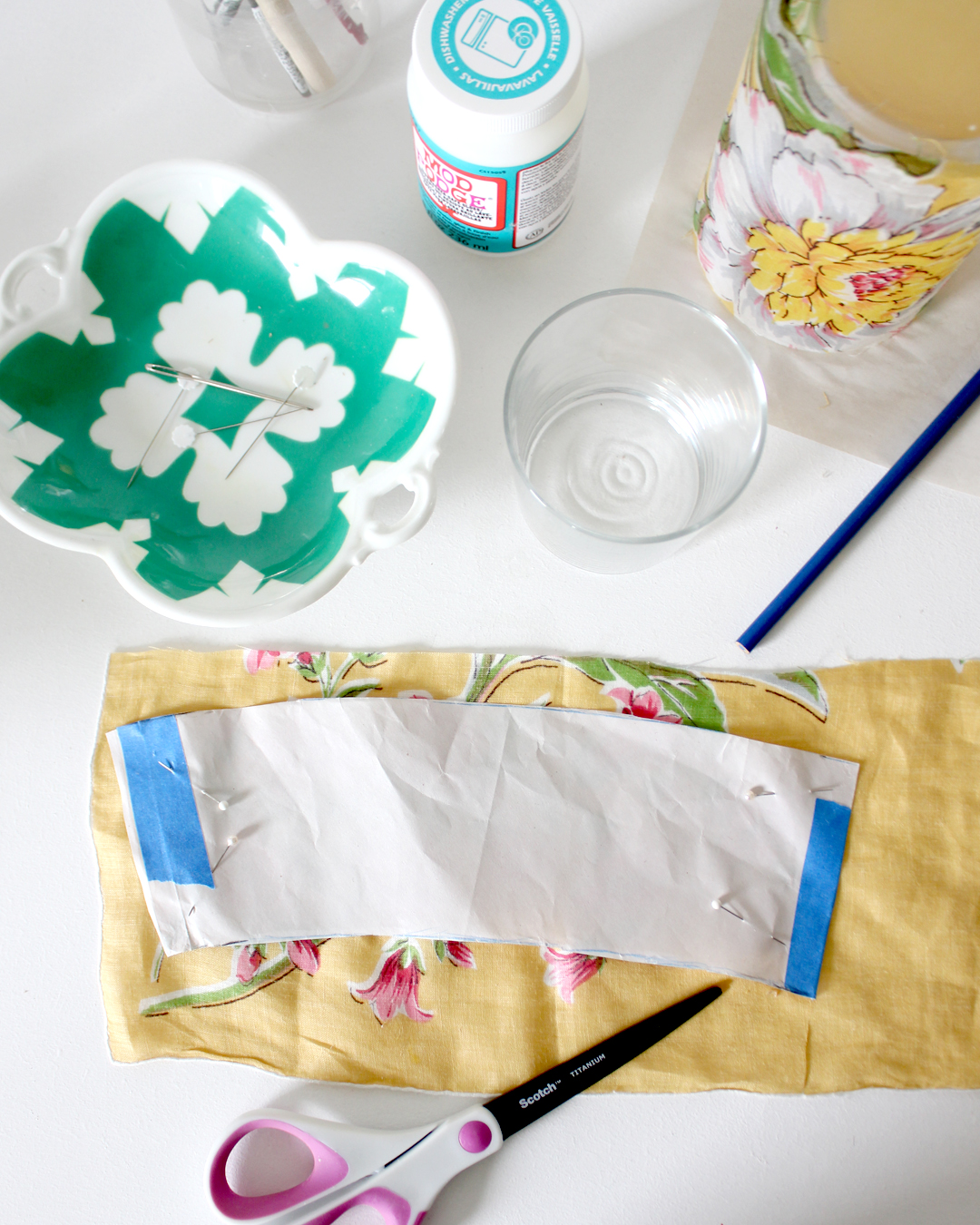 DIY Floral Candle Holders Using Vintage Handkerchiefs - Tonality Designs